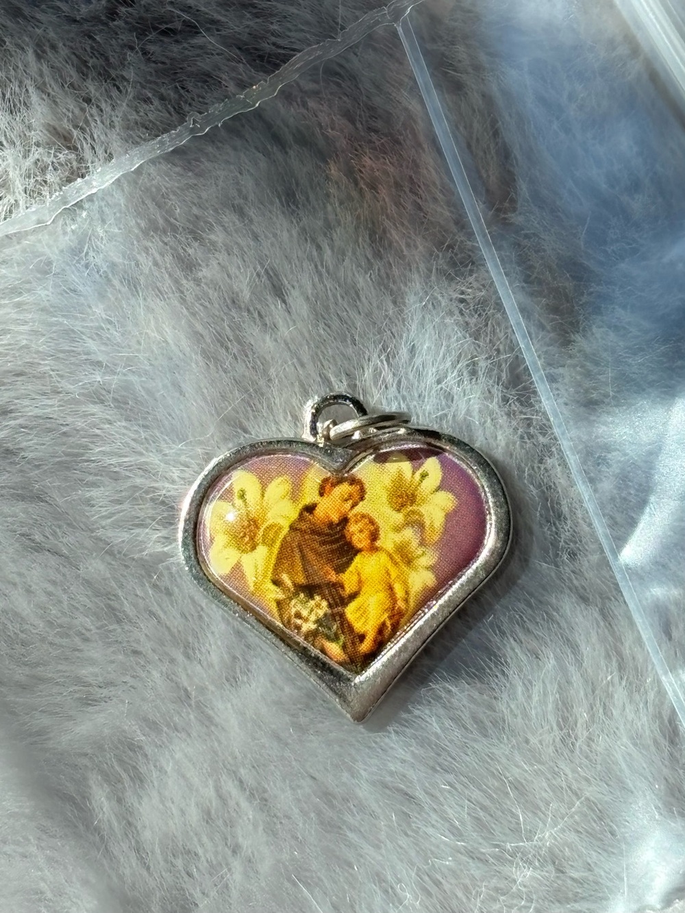 Antique Heart Shaped Religious Pendant Necklace Charm